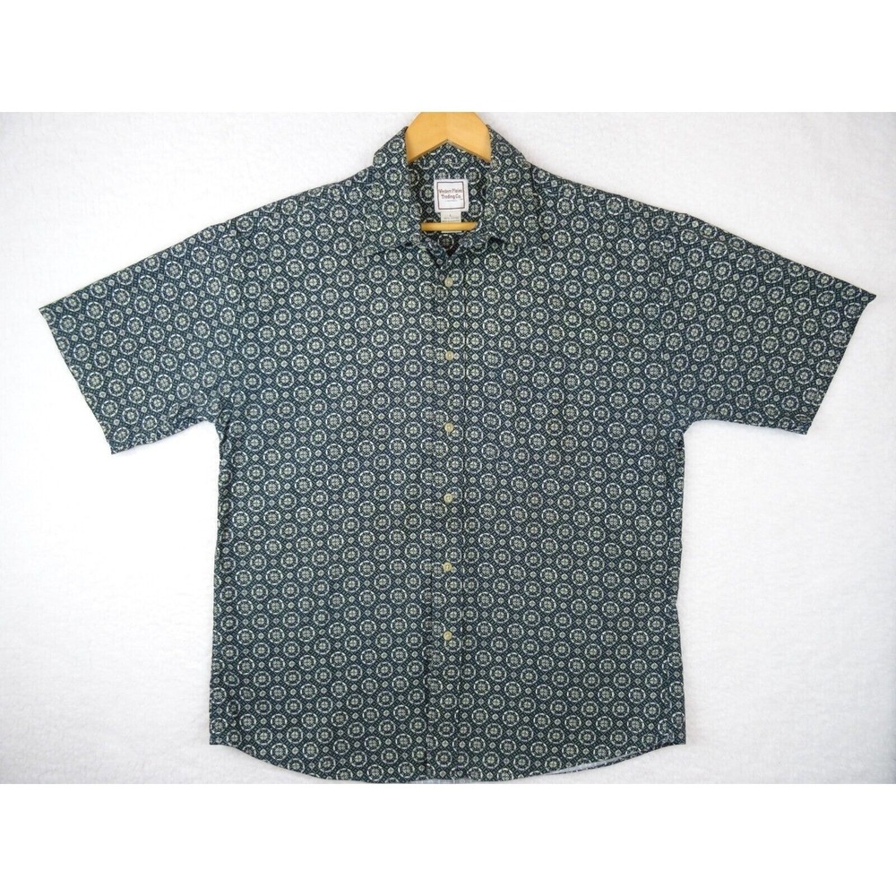 Western Plains Trading Co Mens Shirt Size Large Green Button Up‎ Short Sleeve